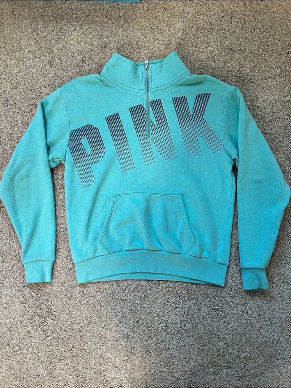 PINK Quarter Zip Hoodie in Blue Size Medium